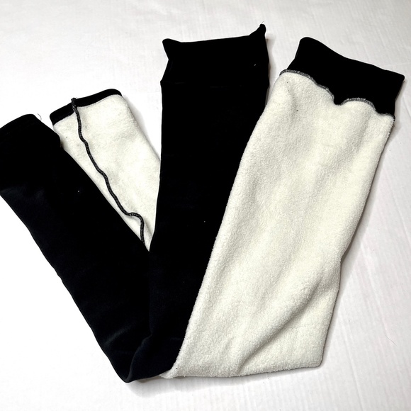 Black Fleece Lined Leg Warmers Warm Leggings Long Thigh Highs Slouch Socks Warm - Picture 8 of 8